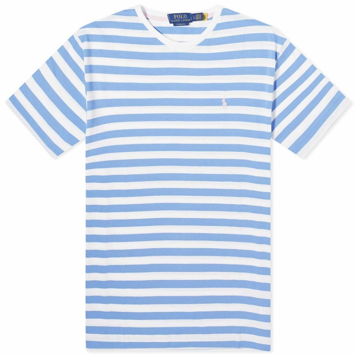 Photo: Polo Ralph Lauren Men's Stripe T-Shirt in Summer Blue/White