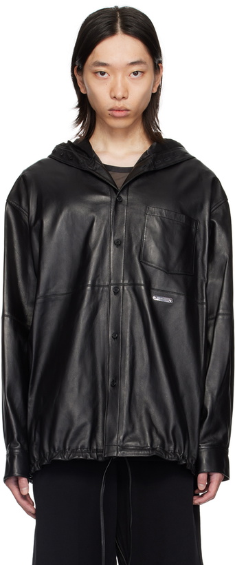 Photo: Helmut Lang Black Hooded Leather Jacket
