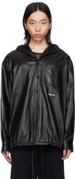 Helmut Lang Black Hooded Leather Jacket