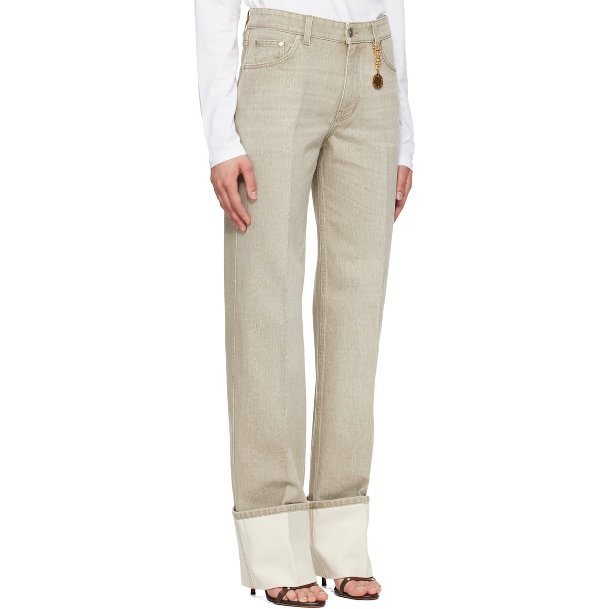 Stella McCartney Beige Straight Turn-Up Jeans