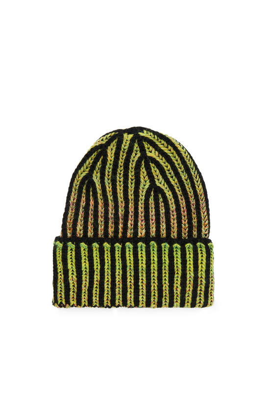 Photo: Diesel Ribbed beanie with dégradé neon stripes - Knit caps - Unisex - Multicolor