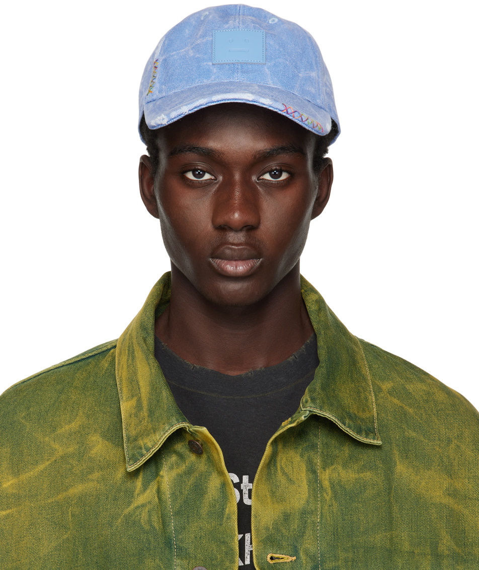 Acne Studios Blue Leather Patch Cap Acne Studios