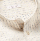 Incotex - Grandad-Collar Striped Cotton and Linen-Blend Shirt - Cream