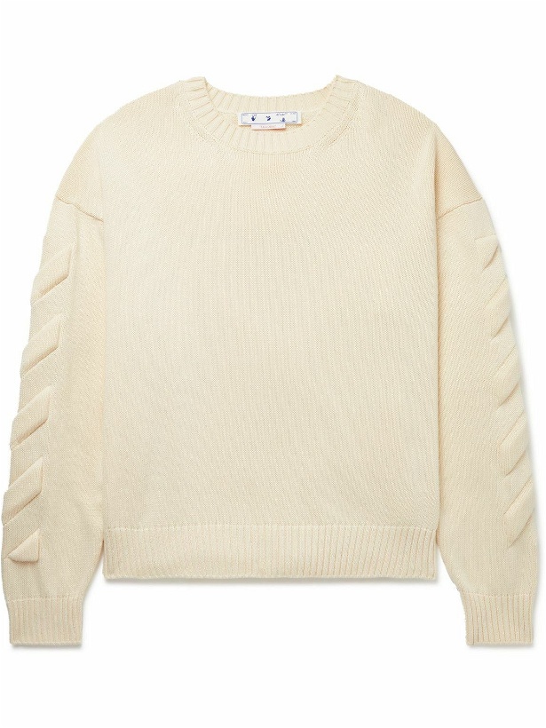 Photo: Off-White - Padded Cotton-Blend Sweater - Neutrals