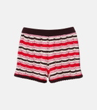 The Attico Striped crochet cotton shorts