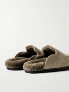 Mr P. - David Shearling-Lined Suede Slippers - Brown