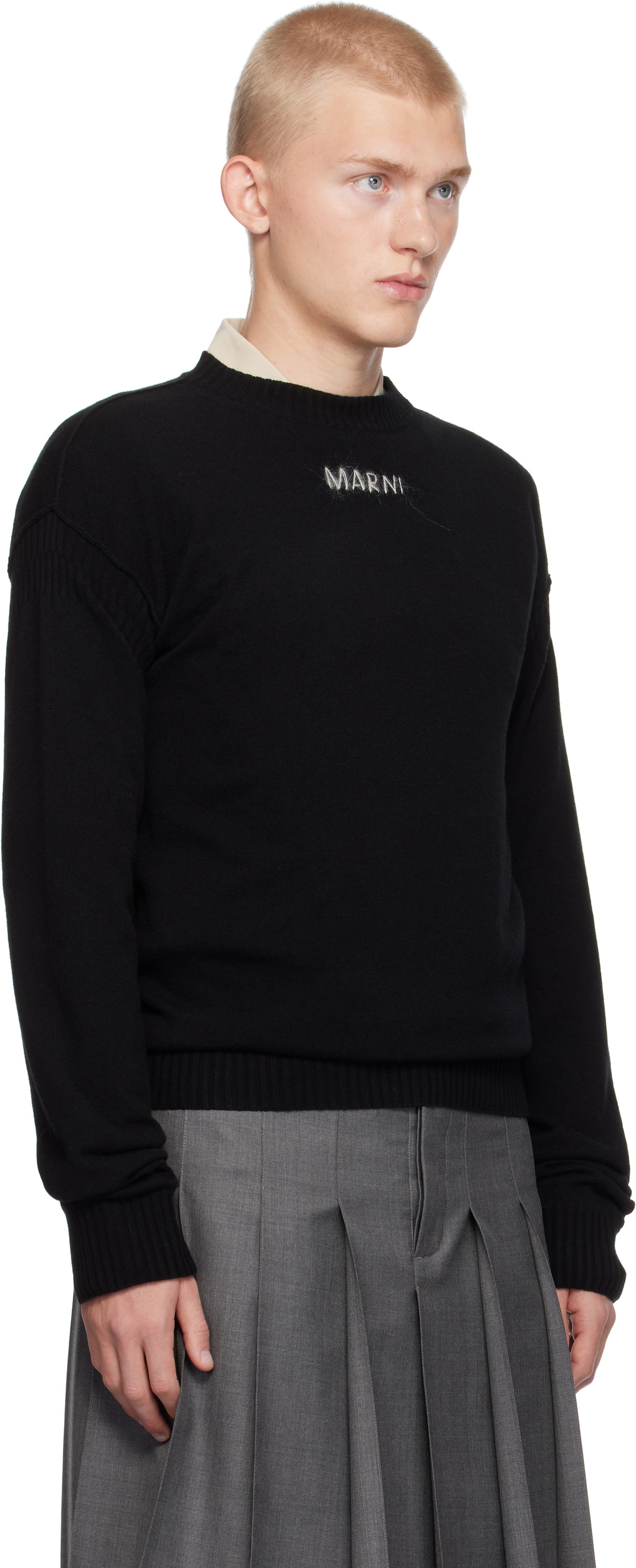 Marni Black Wool & Cashmere Logo Sweater Marni