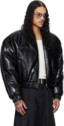LU'U DAN Black Riot Faux-Leather Bomber Jacket