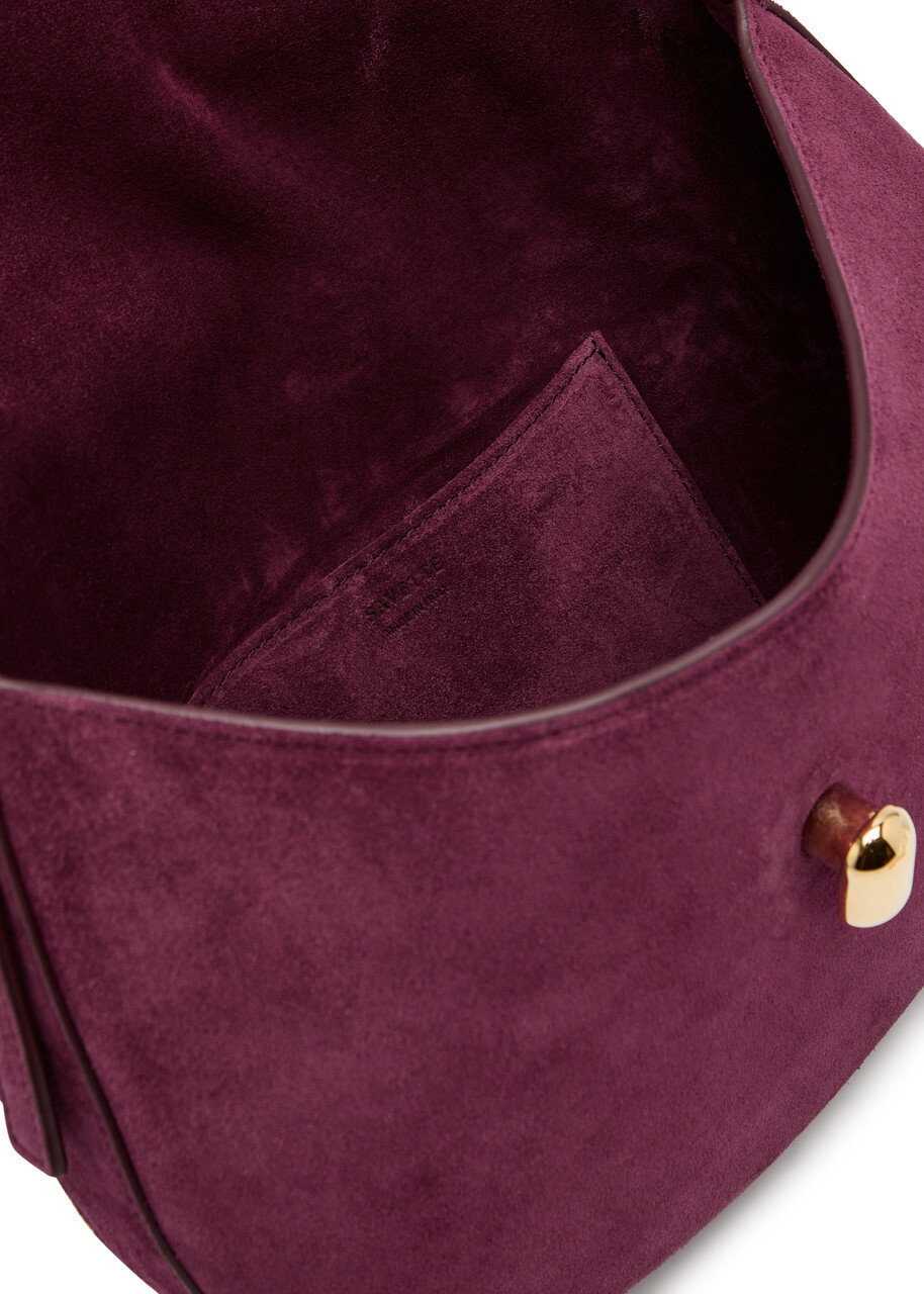 Savette Tondo Small Suede Shoulder bag - Plum - One Size