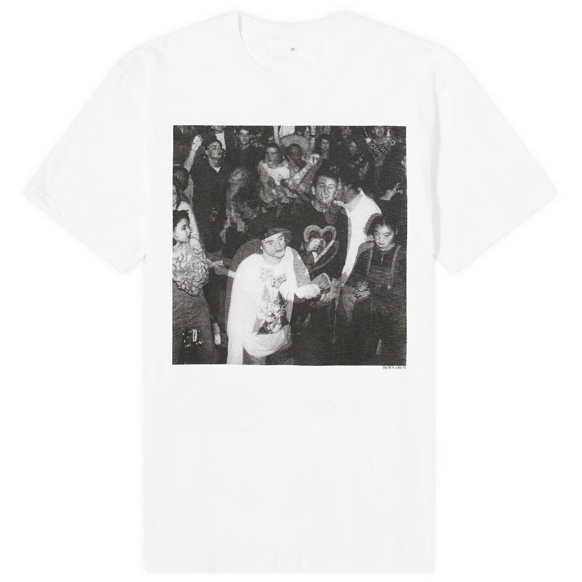 Boys Own Men's Dancefloor Front Print With Clockwork Logo Back T-S in White