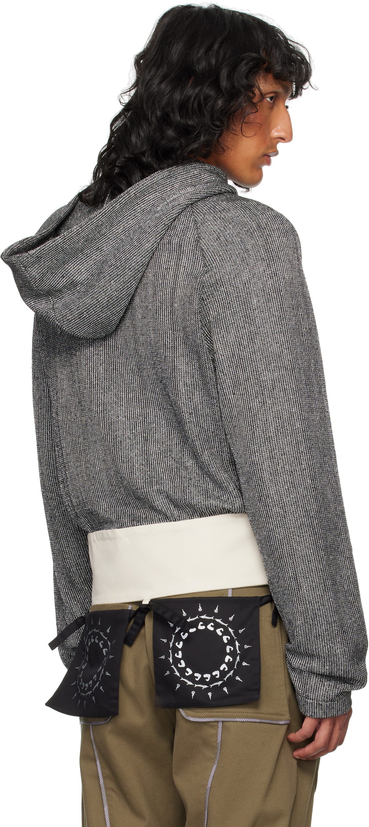 STRONGTHE Silver & Black Talisman Belt Hoodie