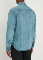 Saint Laurent Logo-embroidered Denim Shirt Blue