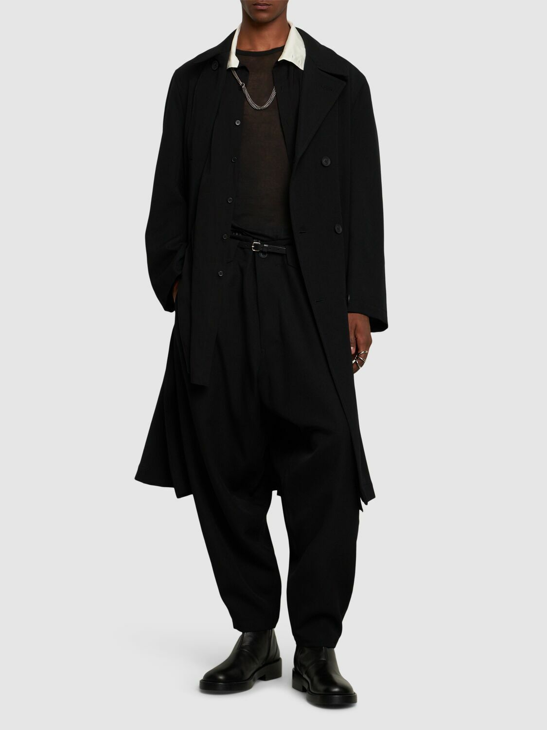 YOHJI YAMAMOTO J-8b Wool Gabardine Long Coat Yohji Yamamoto YOHJI YAMAMOTO J-8b Wool Gabardine Long Coat Yohji Yamamoto