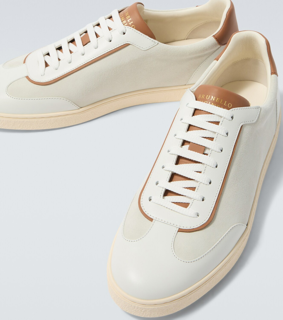 Brunello Cucinelli Leather-trimmed suede sneakers