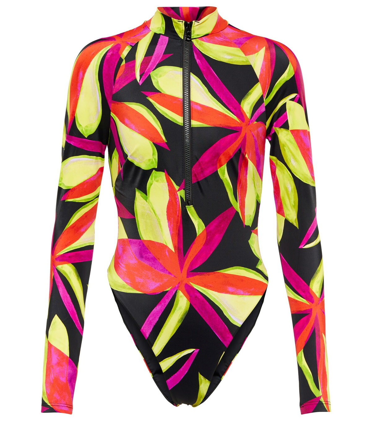 Louisa Ballou - Floral-print zip-neck rashsuit
