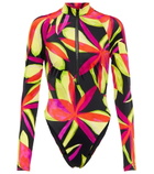 Louisa Ballou - Floral-print zip-neck rashsuit