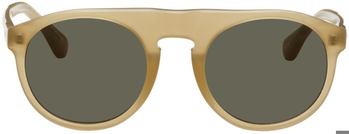Photo: Dries Van Noten Green Linda Farrow Edition Flat-Top Sunglasses