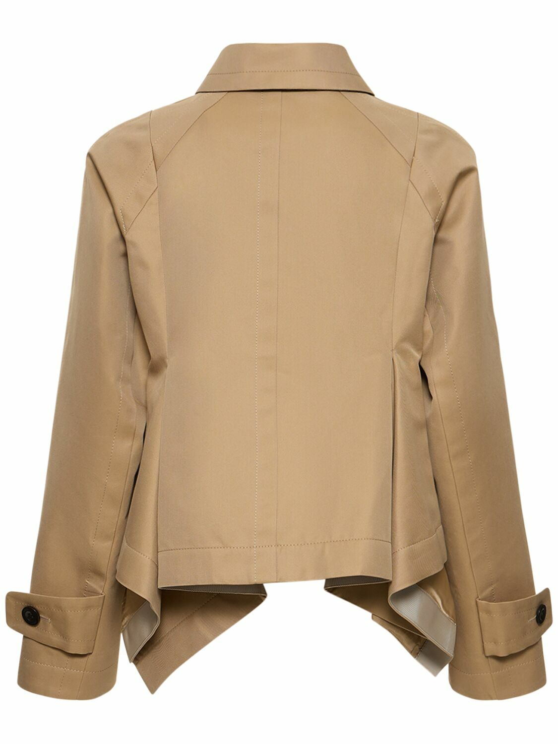 sacai asymmetric pleated trench coat - Brown