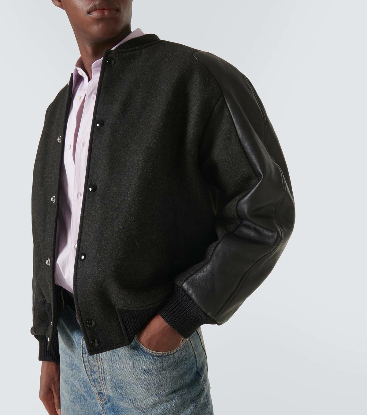 Acne Studios Leather-trimmed twill bomber jacket Acne Studios
