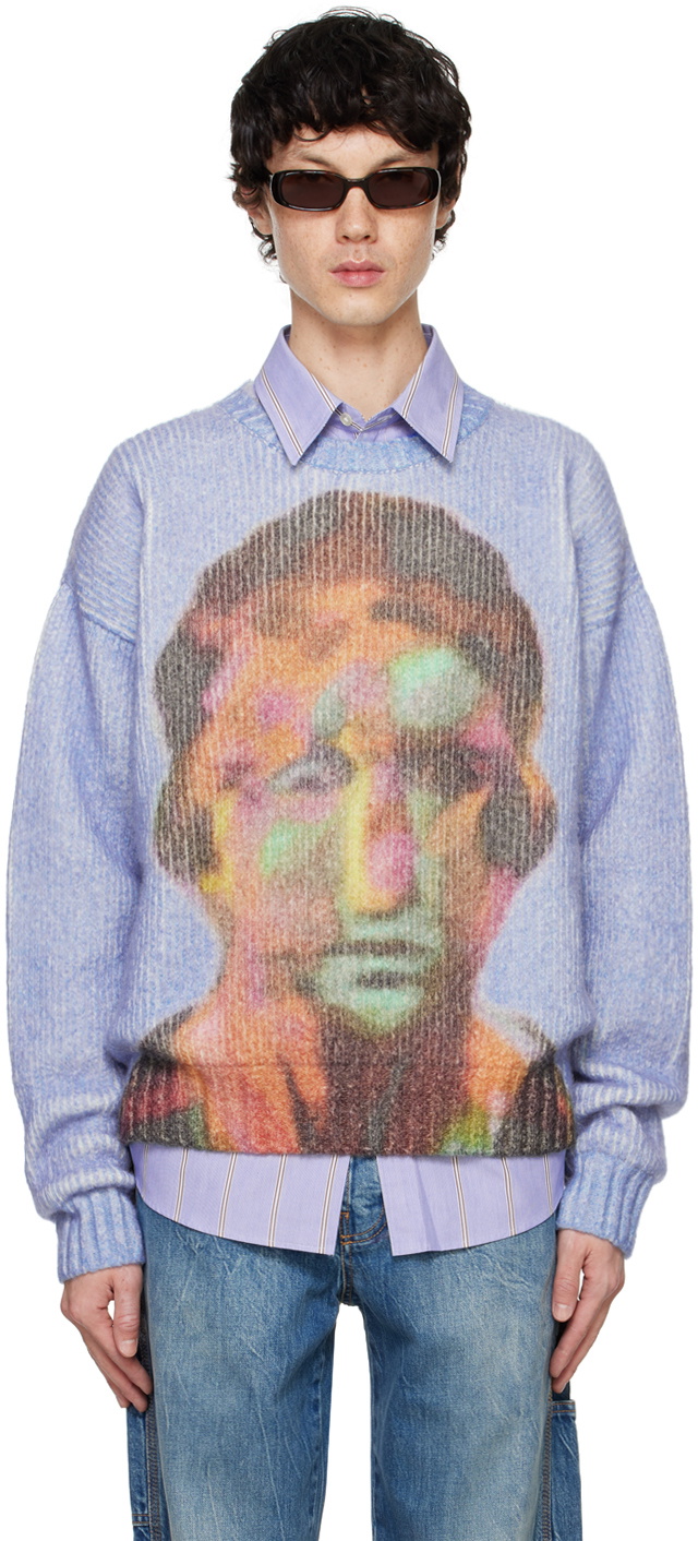 le PÈRE Blue Tyndell Face Sweater