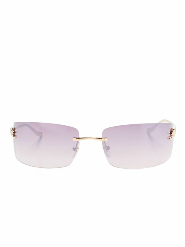 Photo: Cartier Eyewear Gold Rimless Sunglasses