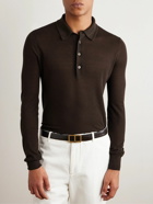TOM FORD - Slim-Fit Silk and Cotton-Blend Piqué Polo Shirt - Brown