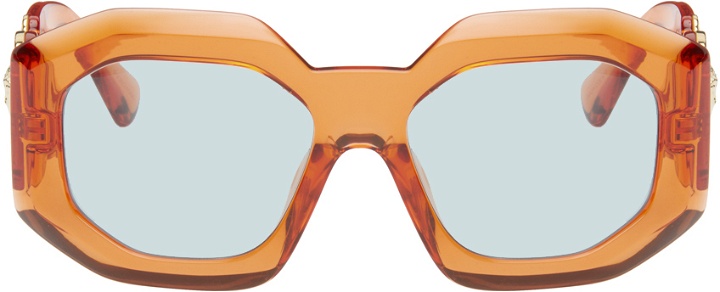 Photo: Versace Orange Maxi Medusa Biggie Squared Sunglasses