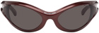 Balenciaga Burgundy Dynamo Round Sunglasses