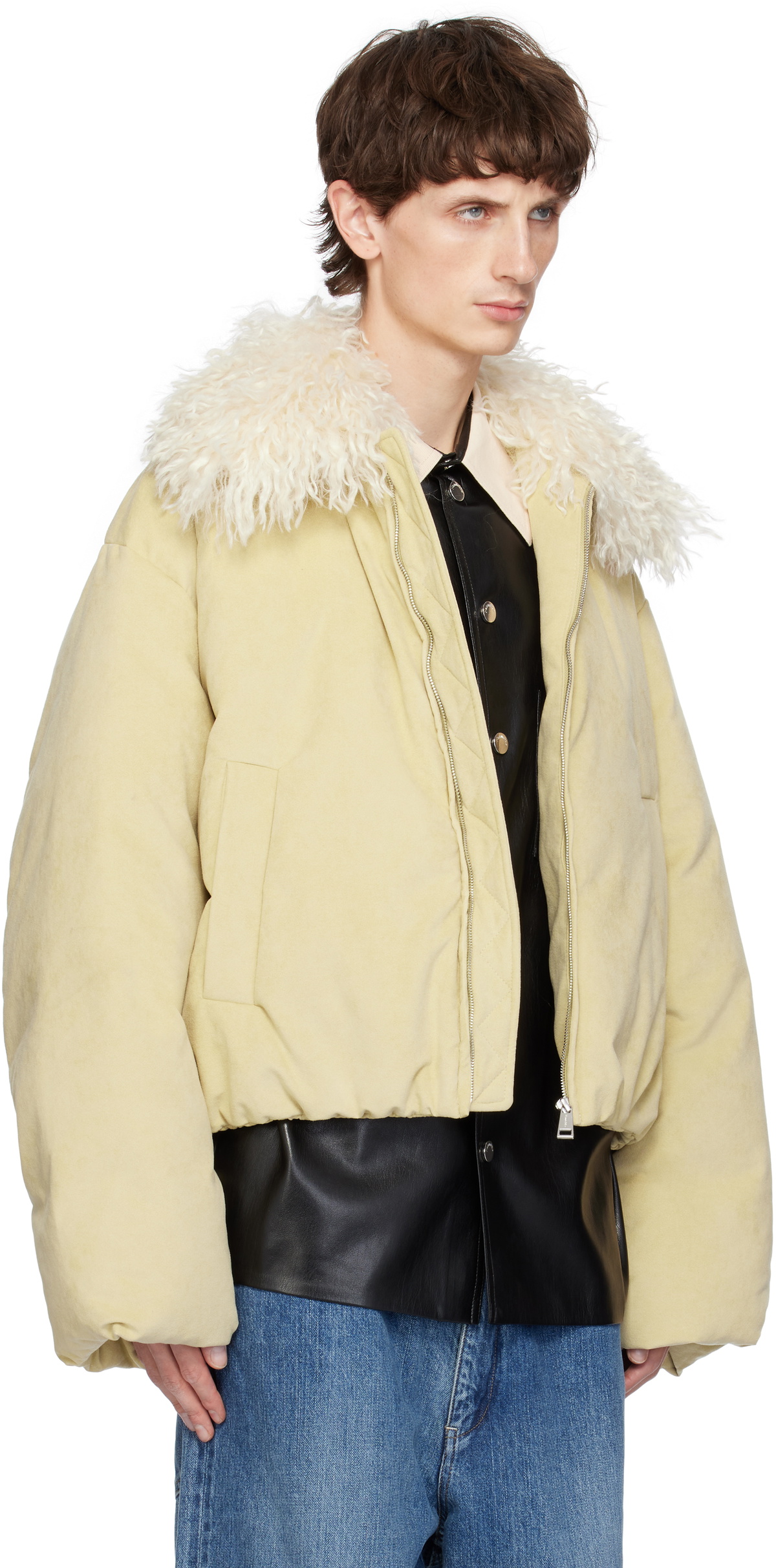 Nanushka Beige Zacharie Faux-Suede Puffer Jacket