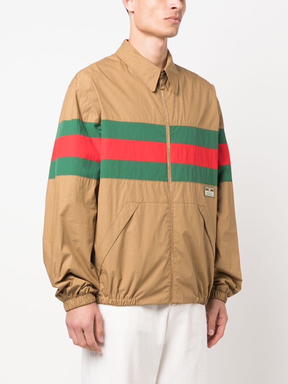 GUCCI - Web-detail Cotton Shirt Jacket Gucci
