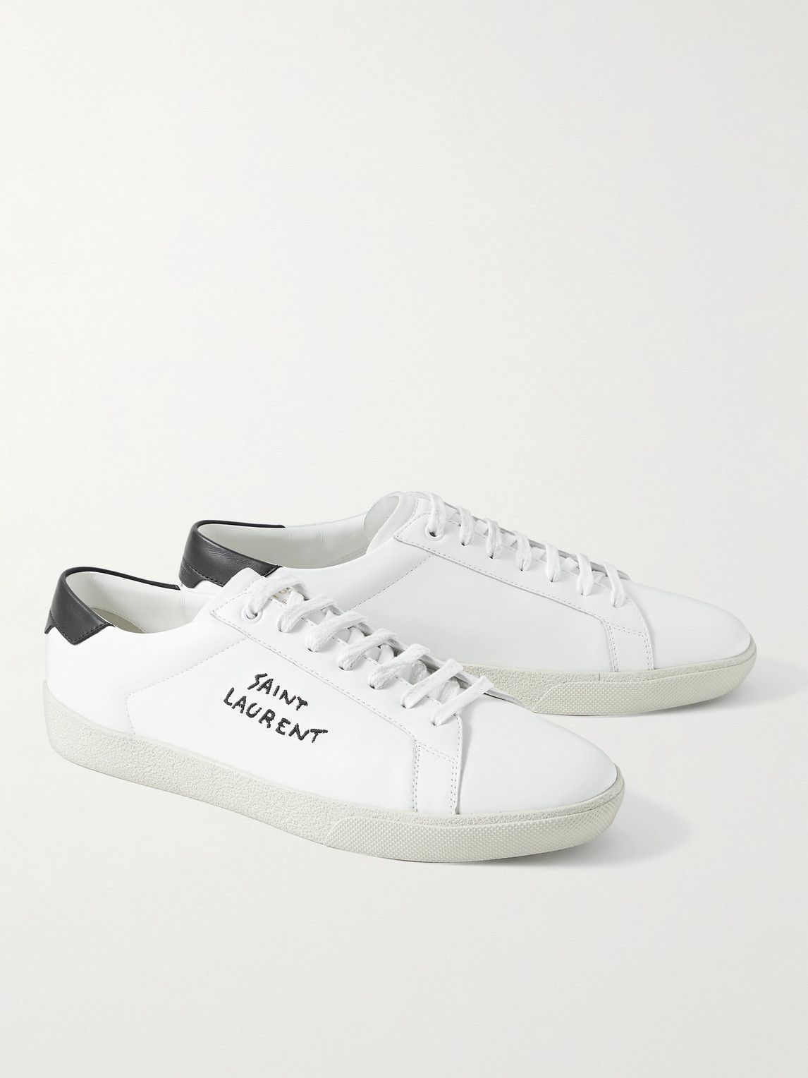 Court Classic Logo-Embroidered Leather Sneakers