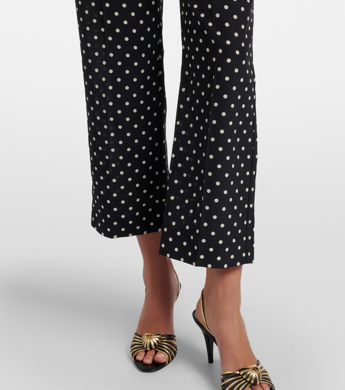 Valentino Silk crêpe de chine polka-dot straight pants