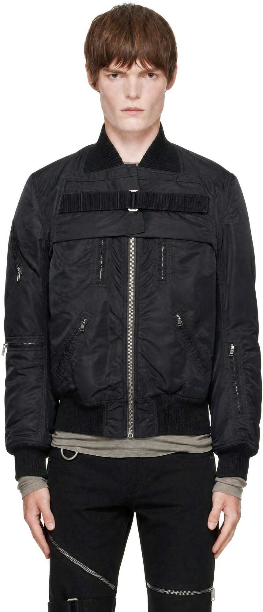 Rick Owens Black Tower 2 Piece Flight Bomber Jacket