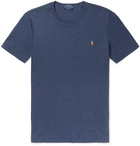 Polo Ralph Lauren - Slim-Fit Logo-Embroidered Mélange Pima Cotton-Jersey T-Shirt - Blue