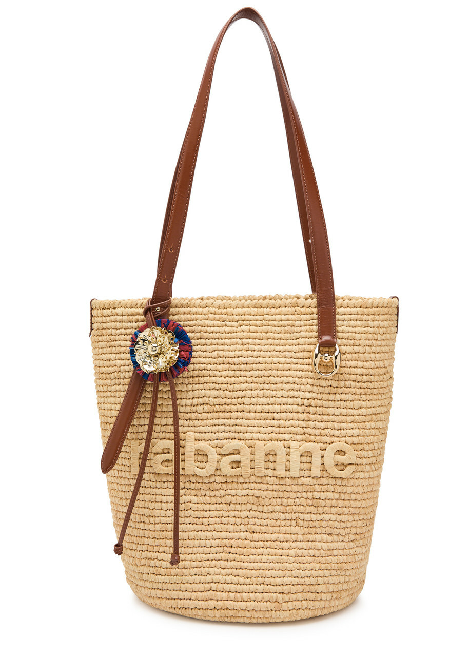Rabanne Logo-embroidered Raffia Tote - Natural - One Size