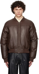 Deadwood SSENSE Exclusive Brown Bofinger Padded Leather Bomber Jacket