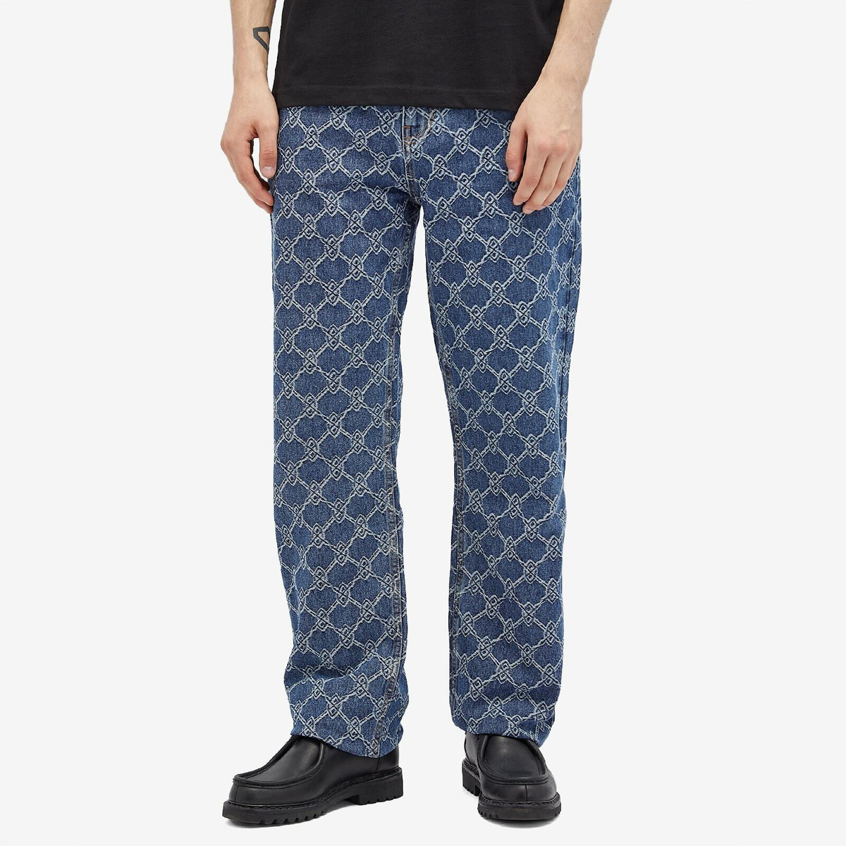 Daily Paper Men's Rahul Shield Monogram Jeans in Blue