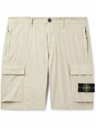 Stone Island - Straight-Leg Logo-Appliquéd Cotton-Blend Canvas Cargo Shorts - Neutrals