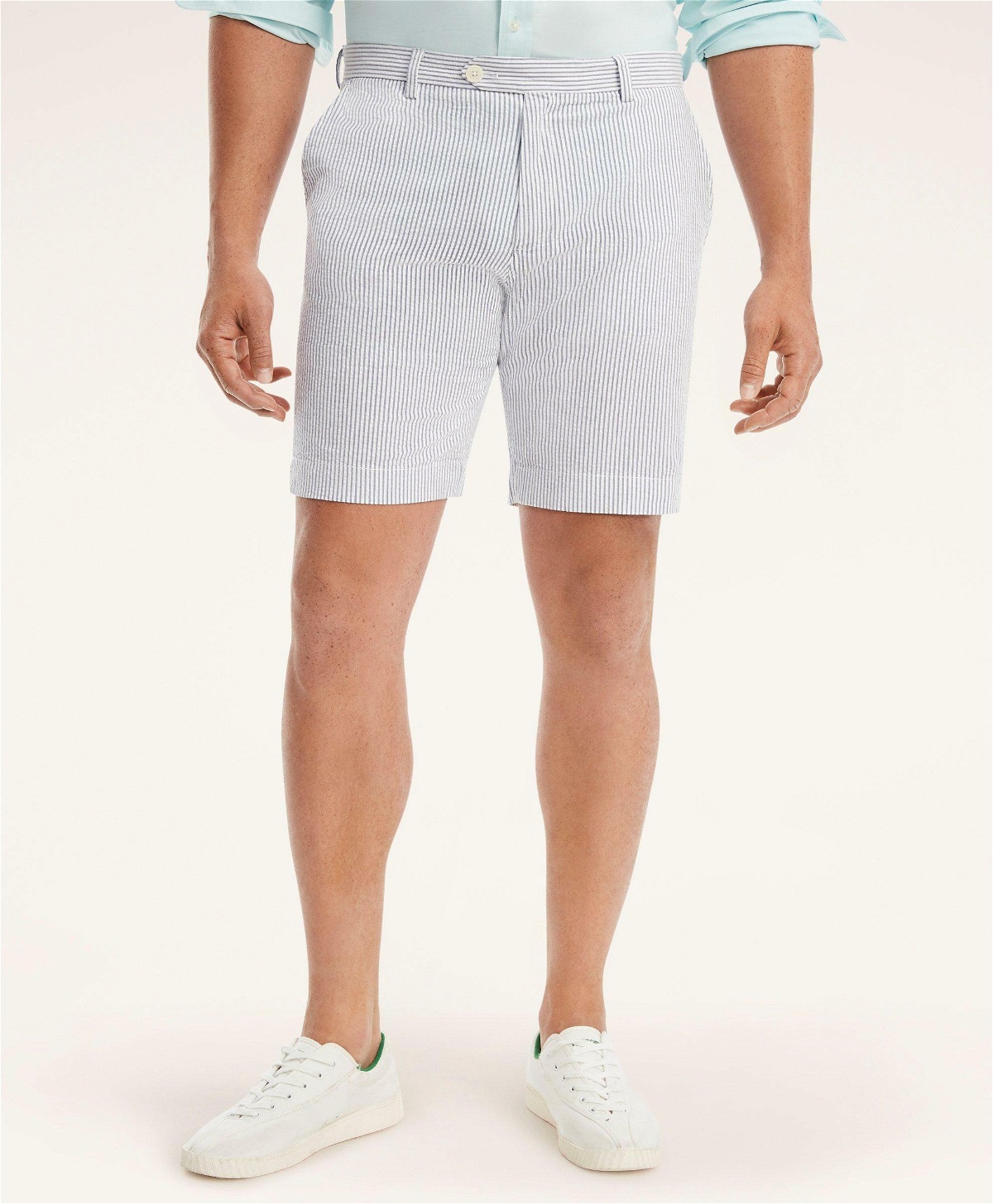 Photo: Brooks Brothers Men's Big & Tall Cotton Seersucker Stripe Shorts | Blue/White