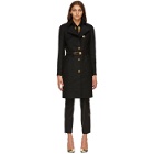 Versace Black Belted Safety Pin Coat