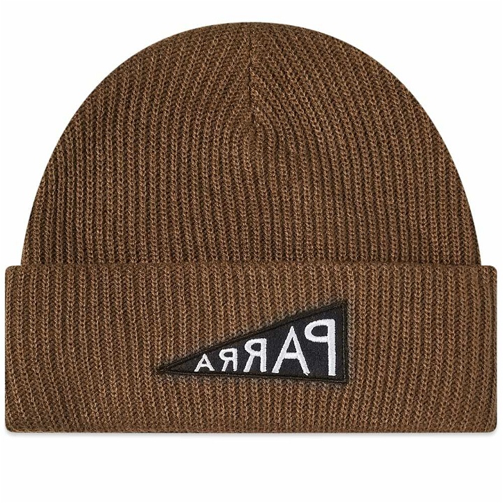 Photo: By Parra Men's Mirrored Flag Beanie in Camel