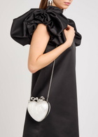 Self-portrait Heart Crystal-embellished Pearlescent Acrylic Clutch - Pearl - One Size