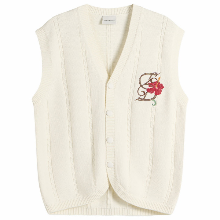 Photo: Drôle de Monsieur Men's Havana Embroidered Cardigan in Off White