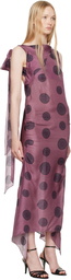 Conner Ives Pink & Black Silk Polka Dot Bias Maxi Dress