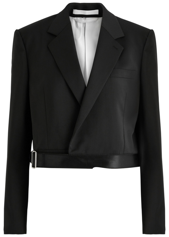 Photo: Helmut Lang Belted Wool Wrap Blazer Black