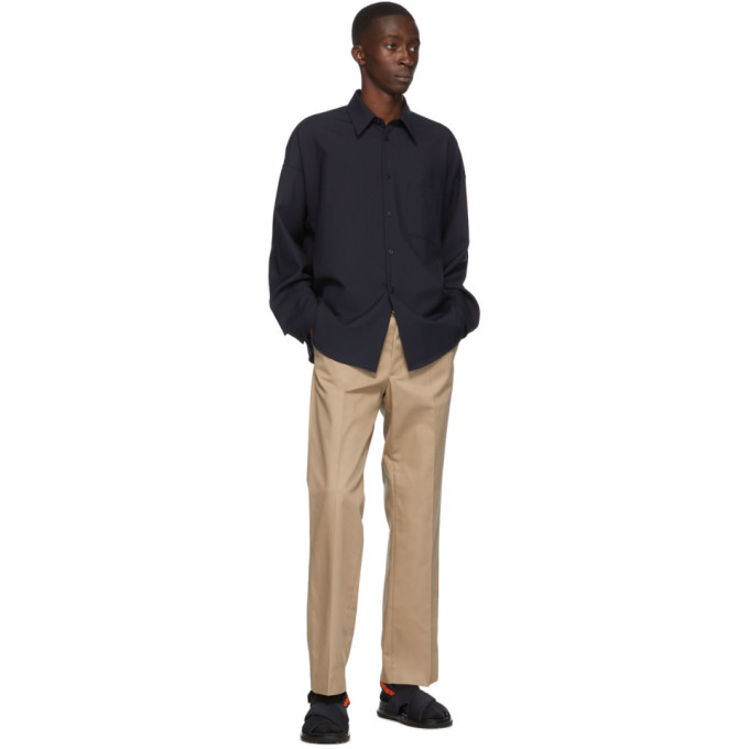 Marni Navy Tropical Wool Shirt Marni