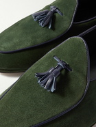 Rubinacci - Marphy Leather-Trimmed Suede Tasselled Loafers - Green