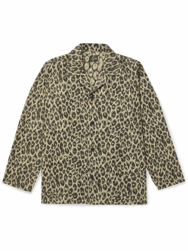 Photo: Needles - Convertible-Collar Leopard-Jacquard Shirt - Neutrals