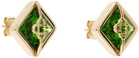 Casablanca Gold & Green Crystal Monogram Earrings