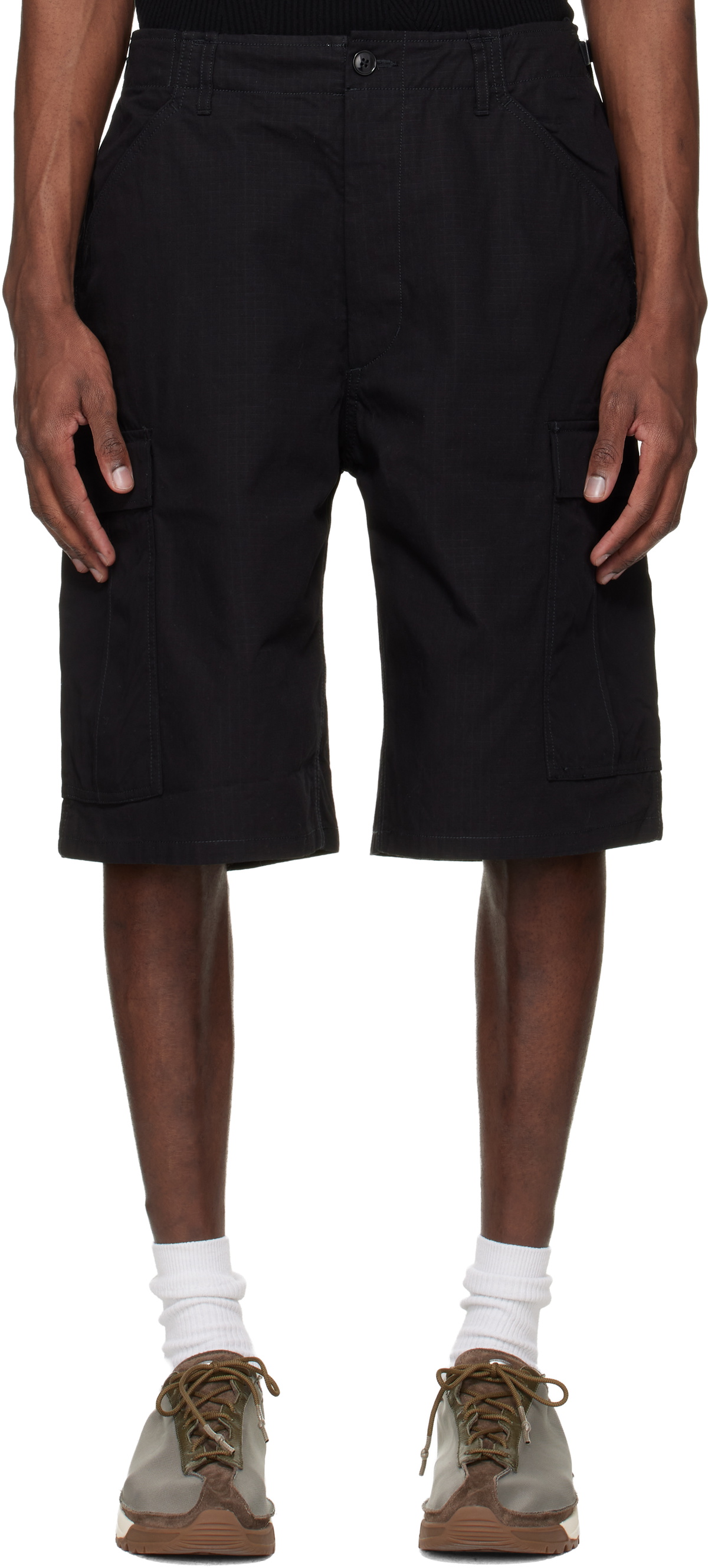 nanamica Black Ripstop Cargo Shorts